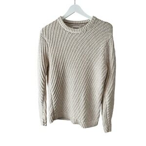 Taylor Stitch Adirondack Sweater Natural Oatmeal Diagonal Rib Knit Mens Sz 40 M